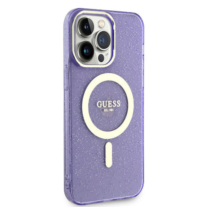 Apple iPhone 14 Pro Max Kılıf GUESS M-safe Şarj Özellikli Glitter Kapak - Görsel 3