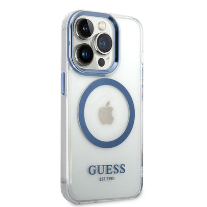 Apple iPhone 14 Pro Max Kılıf GUESS M-safe Şarj Özellikli Metal Kamera Çerçeveli Kapak - Görsel 2
