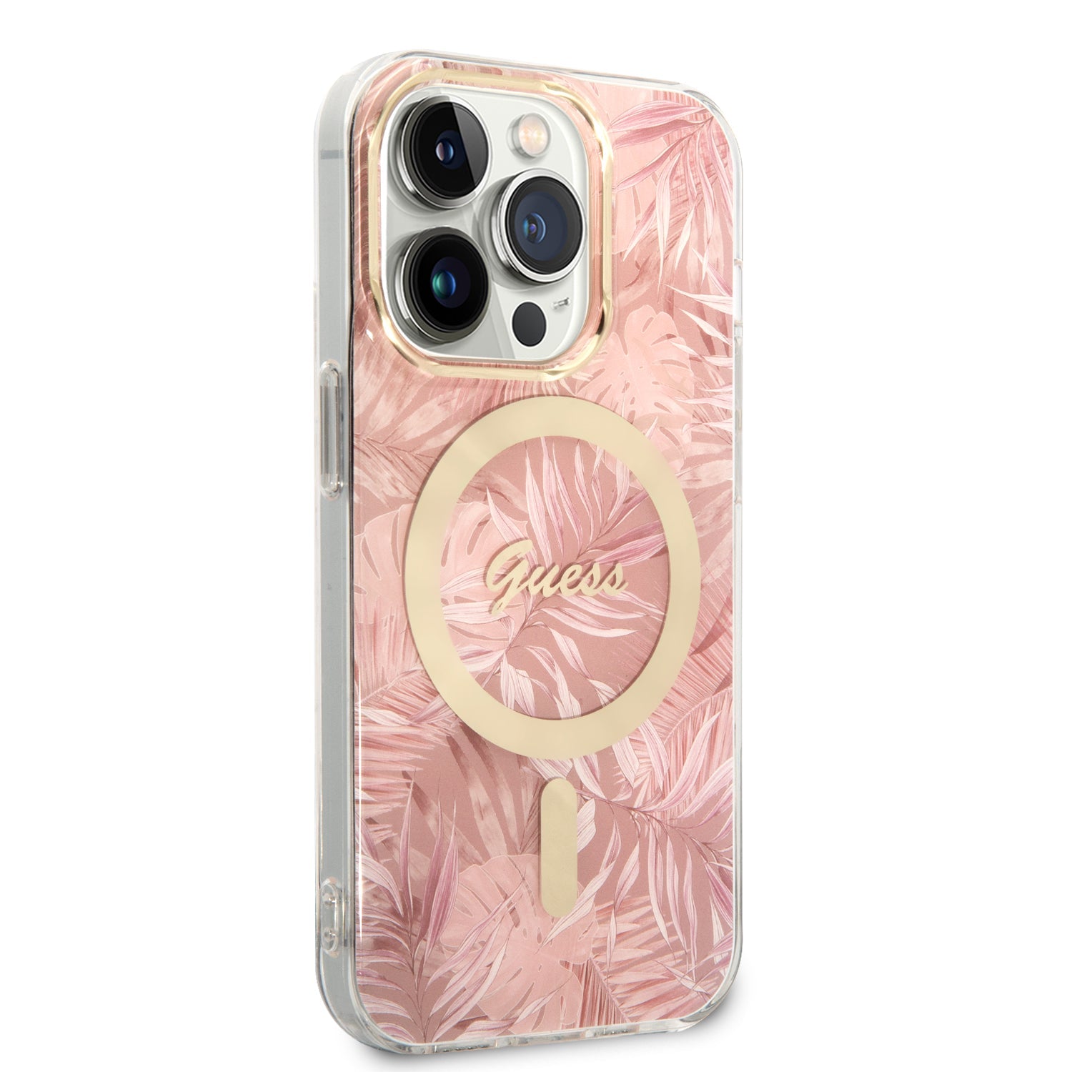 Apple iPhone 14 Pro Max Kılıf GUESS M-safe Şarj Özellikli Yaprak Desenli M-safe Şarj Kablolu Kapak - Görsel 2