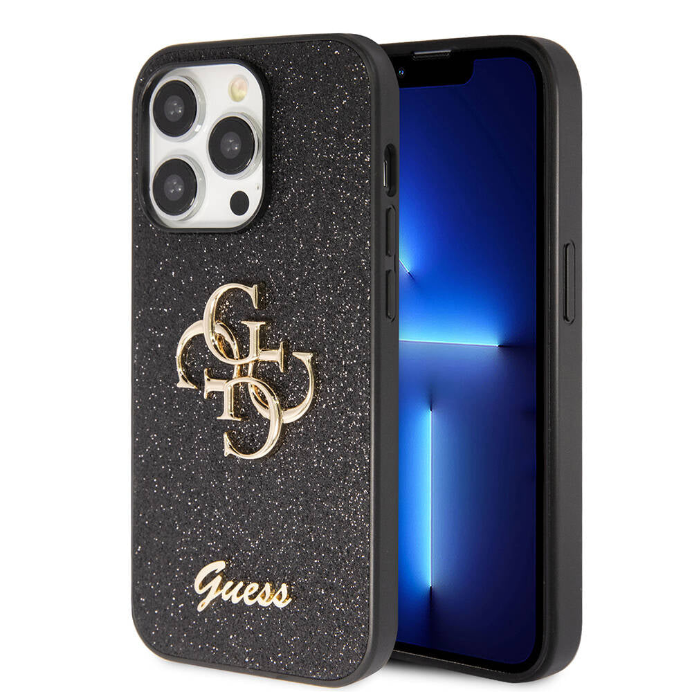 Apple iPhone 14 Pro Max Kılıf Guess Orjinal Lisanslı 4G Büyük Metal Logolu Glitter Kapak - Görsel 2