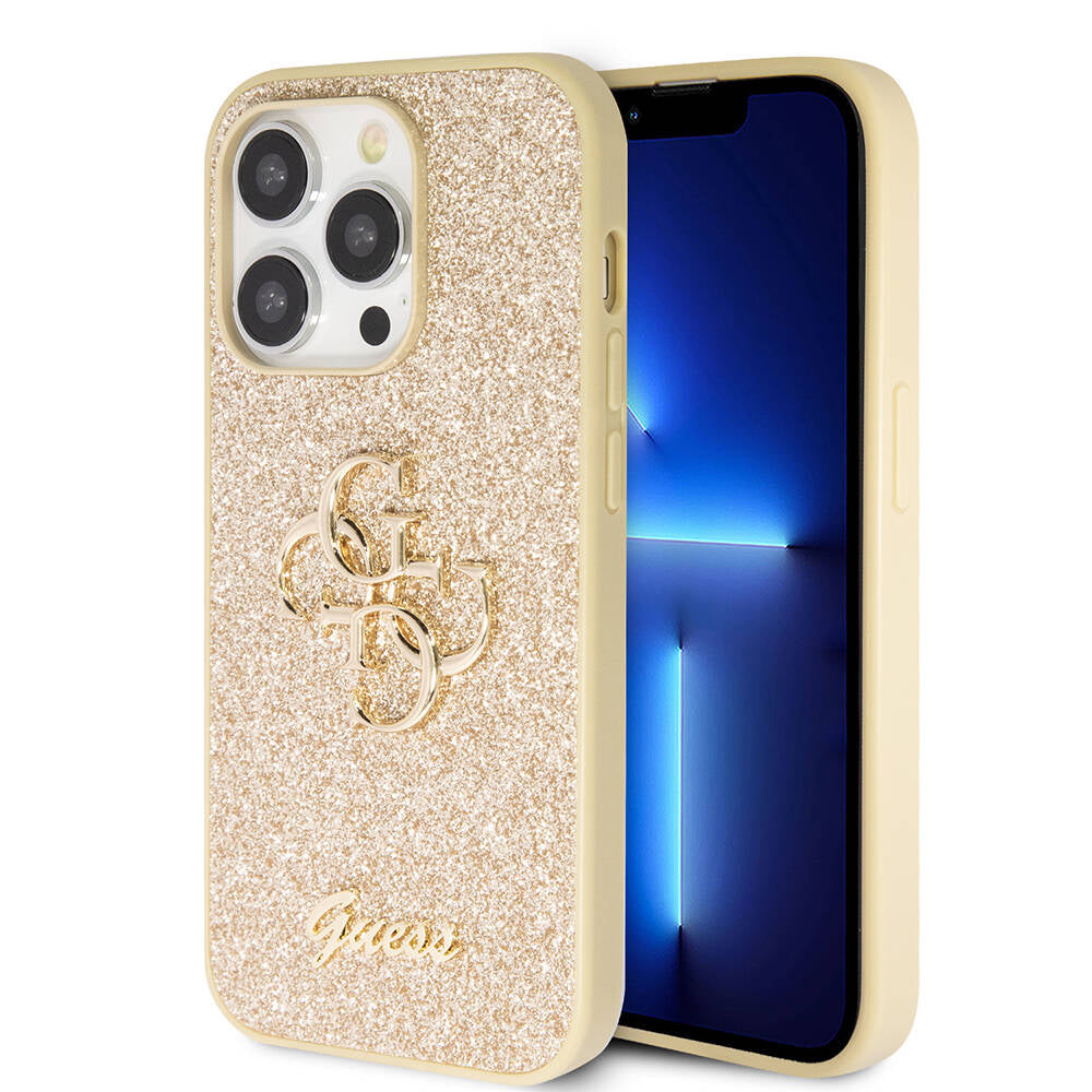 Apple iPhone 14 Pro Max Kılıf Guess Orjinal Lisanslı 4G Büyük Metal Logolu Glitter Kapak - Görsel 4