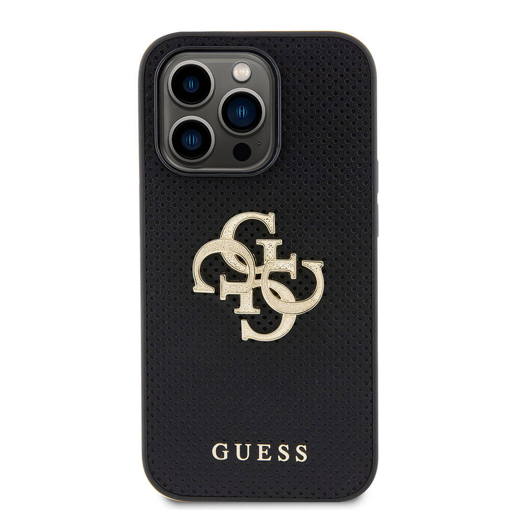 Apple iPhone 14 Pro Max Kılıf Guess Orjinal Lisanslı Delikli Yazı ve 4G Glitter Büyük Metal Logolu Kapak - Görsel 2