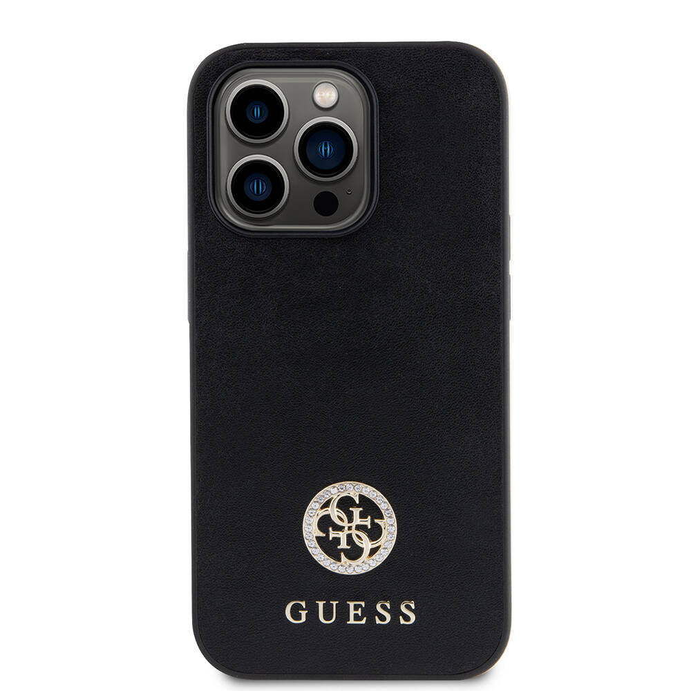 Apple iPhone 14 Pro Max Kılıf Guess Orjinal Lisanslı Deri 4G Metal Logo Strass Kapak - Görsel 2