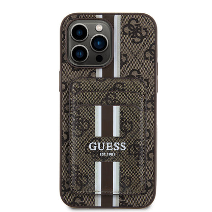 Apple iPhone 14 Pro Max Kılıf Guess Orjinal Lisanslı M-safe Şarj Özellikli 4G Desenli Çizgili Kartlıklı Kapak - Görsel 2