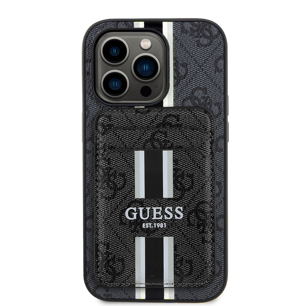 Apple iPhone 14 Pro Max Kılıf Guess Orjinal Lisanslı M-safe Şarj Özellikli 4G Desenli Çizgili Kartlıklı Kapak - Görsel 3