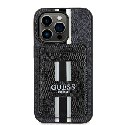 Apple iPhone 14 Pro Max Kılıf Guess Orjinal Lisanslı M-safe Şarj Özellikli 4G Desenli Çizgili Kartlıklı Kapak - Görsel 3