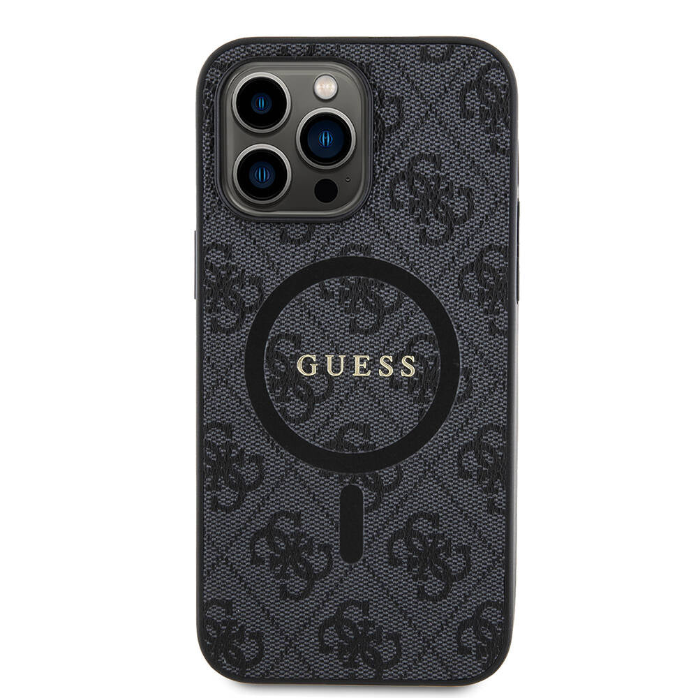 Apple iPhone 14 Pro Max Kılıf Guess Orjinal Lisanslı M-safe Şarj Özellikli PU Halkalı 4G Desenli Yazı Logolu Kapak - Görsel 2