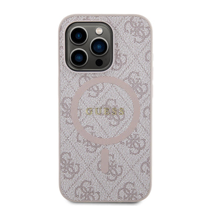 Apple iPhone 14 Pro Max Kılıf Guess Orjinal Lisanslı M-safe Şarj Özellikli PU Halkalı 4G Desenli Yazı Logolu Kapak - Görsel 3