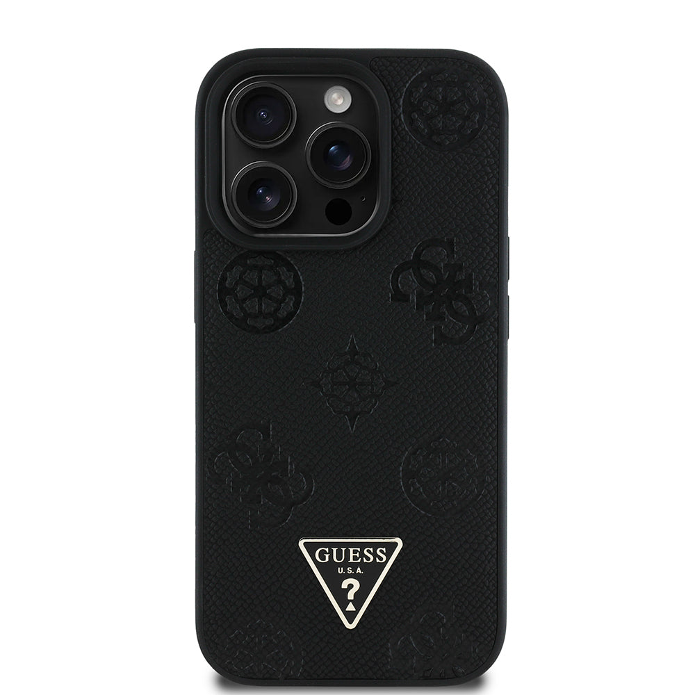 Apple iPhone 14 Pro Max Kılıf Guess Orjinal Lisanslı M-safe Şarj Özellikli Sıcak Baskılı Üçgen Logolu PU Deri Peony Kapak - Görsel 2