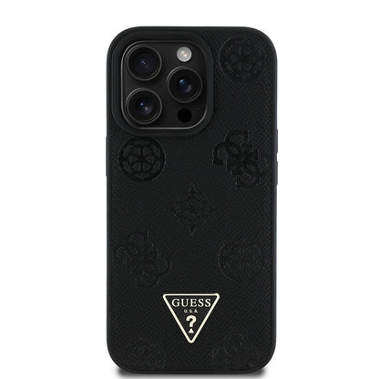 Apple iPhone 14 Pro Max Kılıf Guess Orjinal Lisanslı M-safe Şarj Özellikli Sıcak Baskılı Üçgen Logolu PU Deri Peony Kapak - Görsel 2
