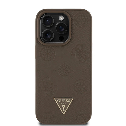 Apple iPhone 14 Pro Max Kılıf Guess Orjinal Lisanslı M-safe Şarj Özellikli Sıcak Baskılı Üçgen Logolu PU Deri Peony Kapak - Görsel 3