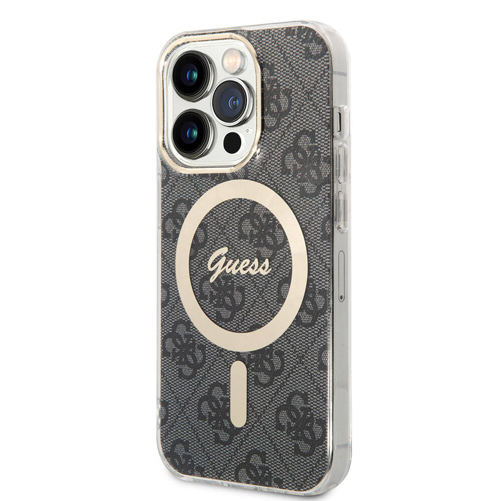 Apple iPhone 14 Pro Max Kılıf Guess Orjinal Lisanslı M-safe Şarj Özellikli Yazı Logolu 4G Desenli Kapak - Görsel 2