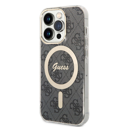 Apple iPhone 14 Pro Max Kılıf Guess Orjinal Lisanslı M-safe Şarj Özellikli Yazı Logolu 4G Desenli Kapak - Görsel 2