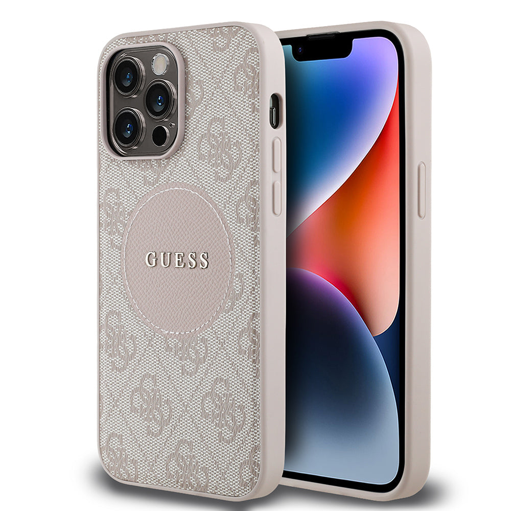 Apple iPhone 14 Pro Max Kılıf Guess Orjinal Lisanslı M-safe Şarj Özellikli Yazı Logolu Circle Classic Kapak - Görsel 4
