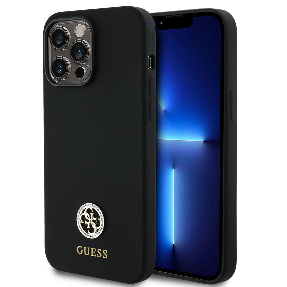 Apple iPhone 14 Pro Max Kılıf Guess Orjinal Lisanslı Yazı ve Taşlı 4G Logolu Silikon Kapak - Görsel 2