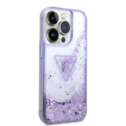 Apple iPhone 14 Pro Max Kılıf GUESS Transparan Sıvılı Simli Dizayn Kapak - Görsel 3