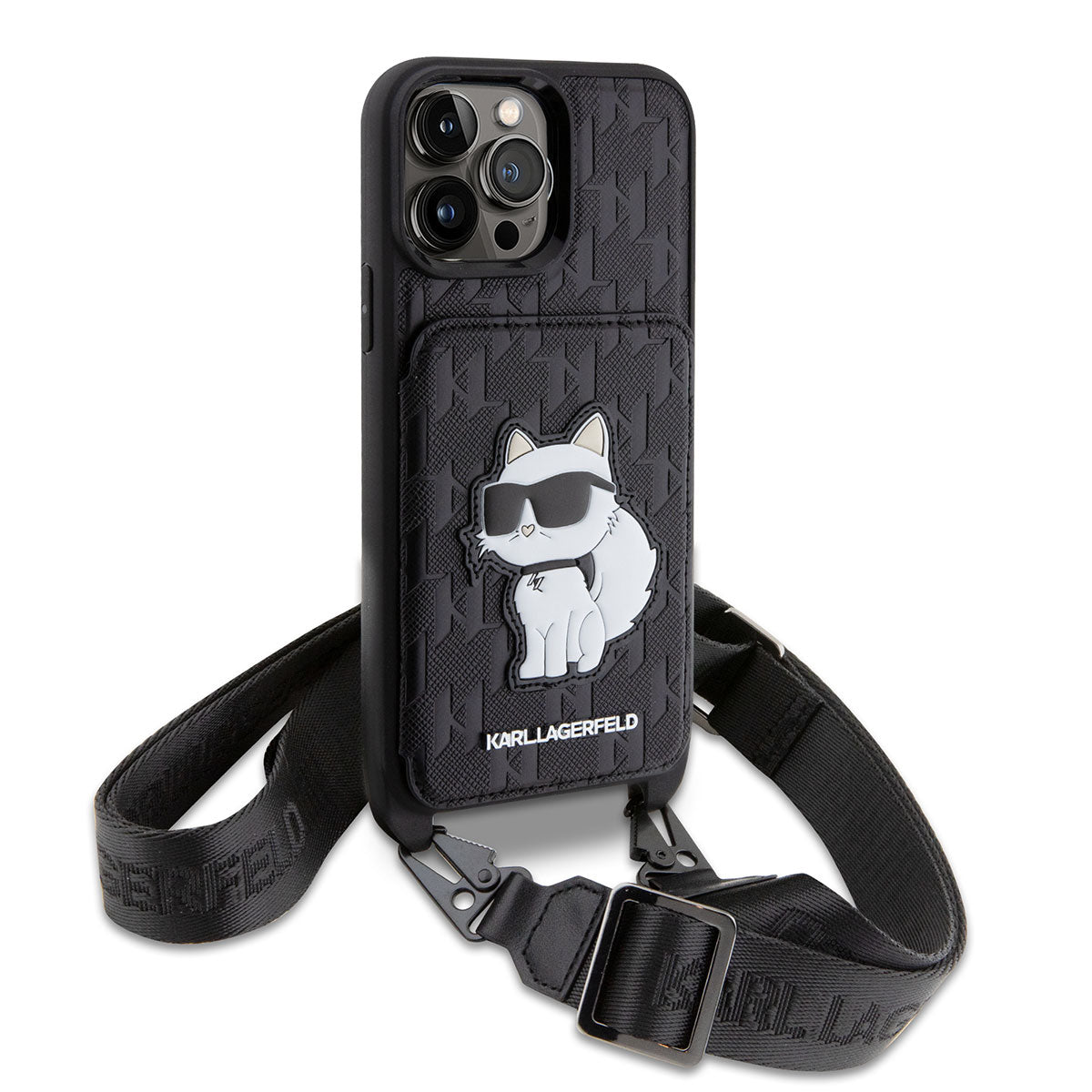 Apple iPhone 14 Pro Max Kılıf Karl Lagerfeld Boyun Askılı Kartlıklı Choupette Dizayn Kapak - Görsel 2