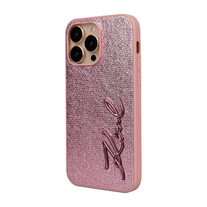 Apple iPhone 14 Pro Max Kılıf Karl Lagerfeld Orjinal Lisanslı 3D KL Yazılı Tüylü Arka Yüzey Saffiano Rhinestones Kapak - Görsel 3