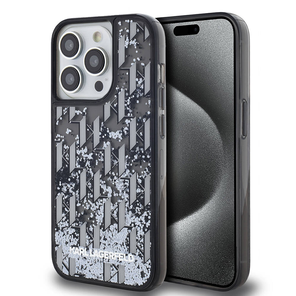 Apple iPhone 14 Pro Max Kılıf Karl Lagerfeld Orjinal Lisanslı Simli KL Yazılı Monogram Gradıent Kapak - Görsel 2