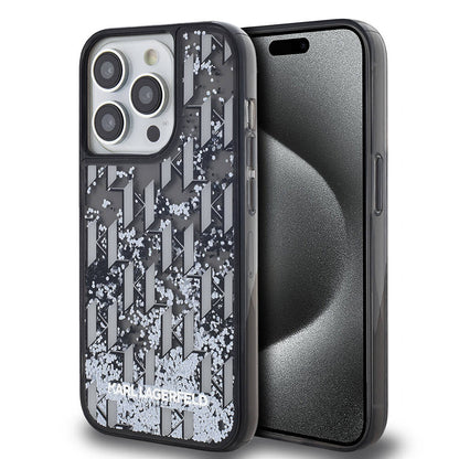 Apple iPhone 14 Pro Max Kılıf Karl Lagerfeld Orjinal Lisanslı Simli KL Yazılı Monogram Gradıent Kapak - Görsel 2