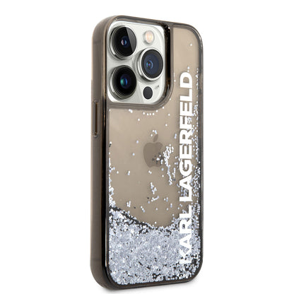 Apple iPhone 14 Pro Max Kılıf Karl Lagerfeld Sıvılı Simli Elong Dizayn Kapak - Görsel 2