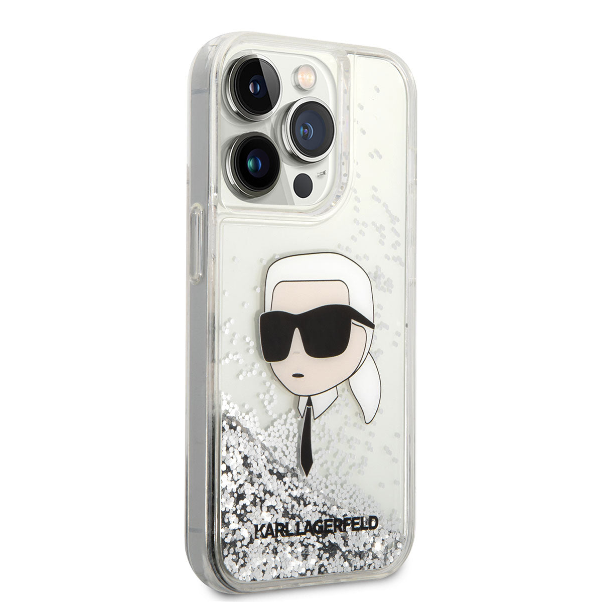Apple iPhone 14 Pro Max Kılıf Karl Lagerfeld Sıvılı Simli Karl Head Dizayn Kapak - Görsel 4