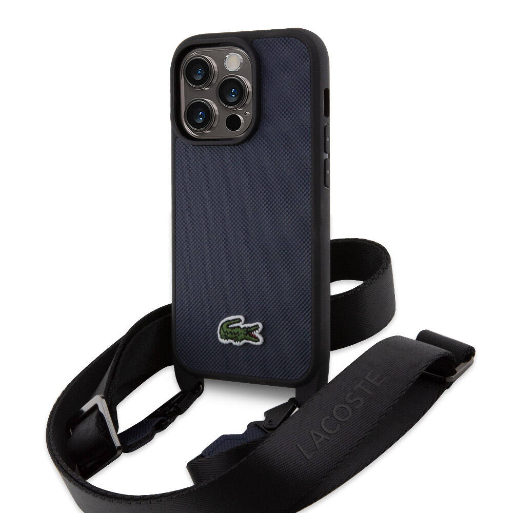 Apple iPhone 14 Pro Max Kılıf Lacoste Orjinal Lisanslı PU Pike Desenli Arka Yüzey Askılı İkonik Timsah Dokuma Logolu Kapak - Görsel 5