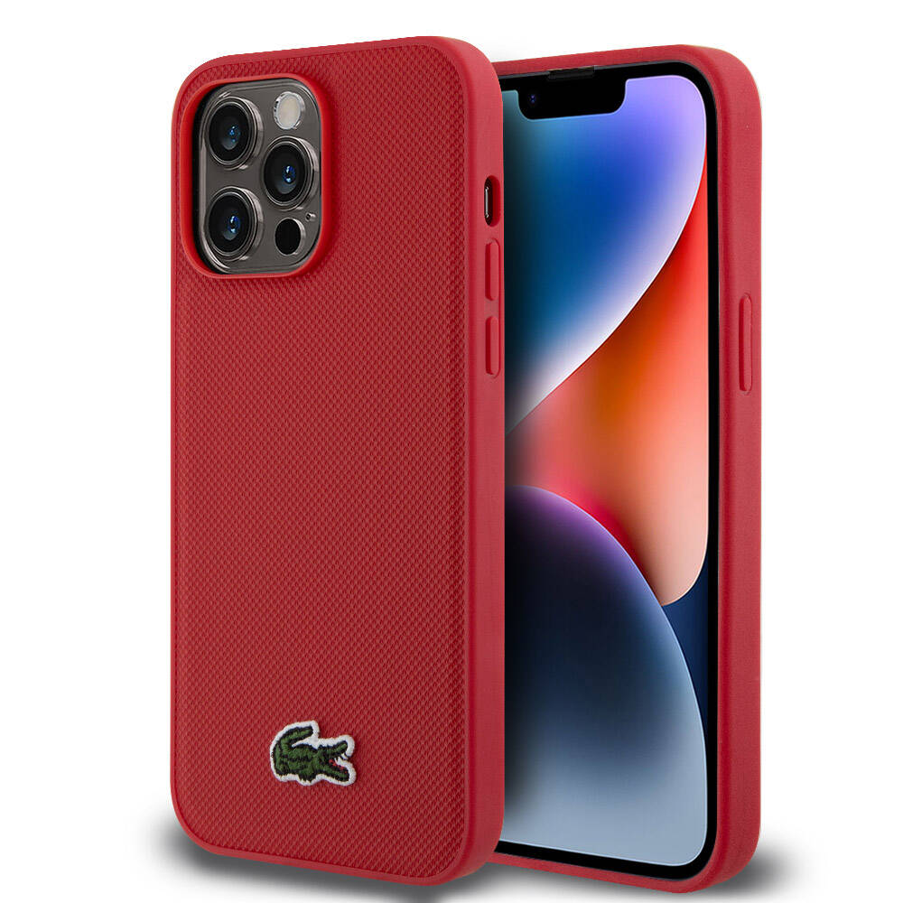 Apple iPhone 14 Pro Max Kılıf Lacoste Orjinal Lisanslı PU Pike Desenli Arka Yüzey İkonik Timsah Dokuma Logolu Kapak - Görsel 3