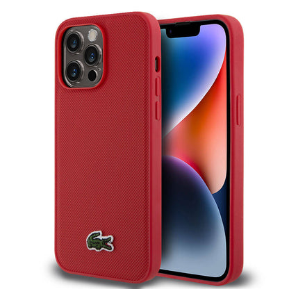 Apple iPhone 14 Pro Max Kılıf Lacoste Orjinal Lisanslı PU Pike Desenli Arka Yüzey İkonik Timsah Dokuma Logolu Kapak - Görsel 3