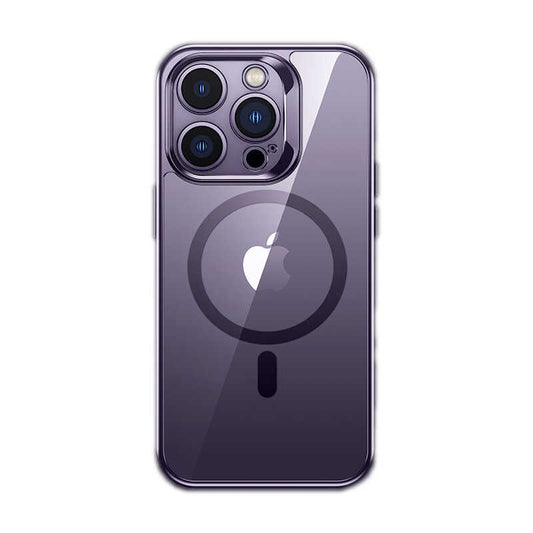 Apple iPhone 14 Pro Max Kılıf M-safe Şarj Özellikli Cam Yüzey Ekran Koruyuculu Benks Electroplated Kapak