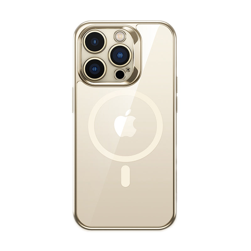 Apple iPhone 14 Pro Max Kılıf M-safe Şarj Özellikli Cam Yüzey Ekran Koruyuculu Benks Electroplated Kapak - Görsel 2