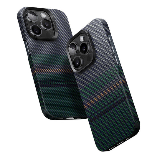 Apple iPhone 14 Pro Max Kılıf M-safe Şarj Özellikli Karbon Fiber Tasarımlı Benks Aurora ArmorAir Kevlar Kapak