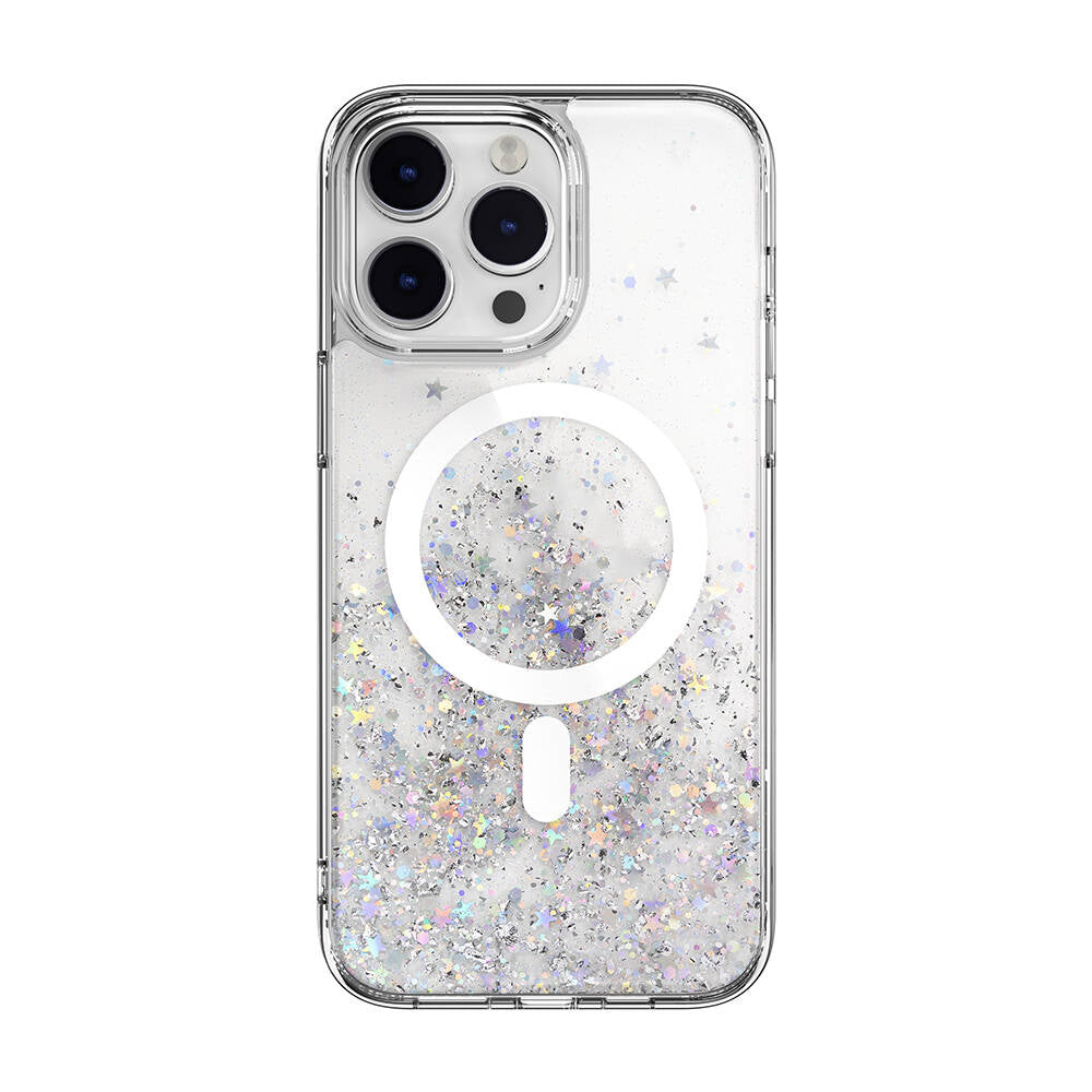 Apple iPhone 14 Pro Max Kılıf M-safe Şarj Özellikli Parlayan Simli Şeffaf Lisanslı Switcheasy Starfield-M Kapak - Görsel 2