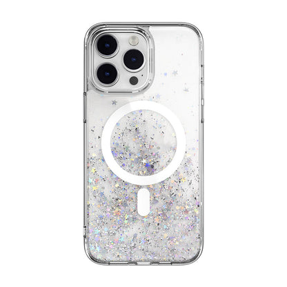 Apple iPhone 14 Pro Max Kılıf M-safe Şarj Özellikli Parlayan Simli Şeffaf Lisanslı Switcheasy Starfield-M Kapak - Görsel 2