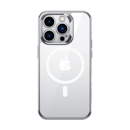 Apple iPhone 14 Pro Max Kılıf M-safe Şarj Özellikli Premium Cam Arka Yüzey Benks Electroplated Kapak - Görsel 3