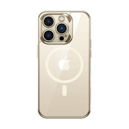 Apple iPhone 14 Pro Max Kılıf M-safe Şarj Özellikli Premium Cam Arka Yüzey Benks Electroplated Kapak - Görsel 5