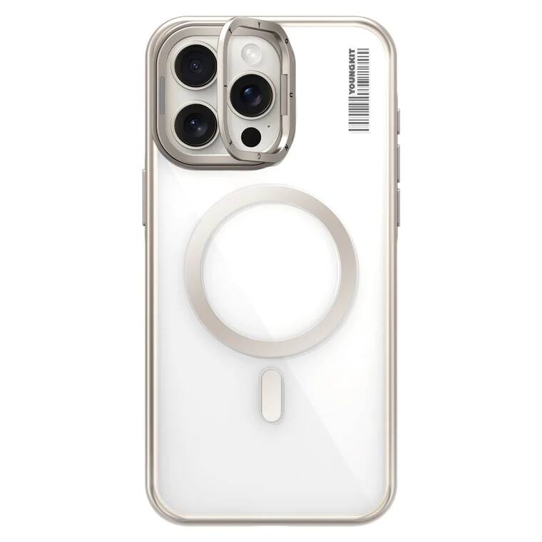 Apple iPhone 14 Pro Max Kılıf M-safe Şarj Özellikli Sararma Önleyici Youngkit Crystal Grid Kapak - Görsel 4