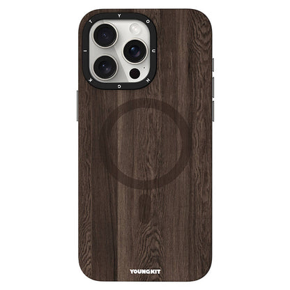 Apple iPhone 14 Pro Max Kılıf M-safe Şarj Özellikli Sararmaya Dayanıklı Youngkit Wood Forest Serisi Kapak - Görsel 3