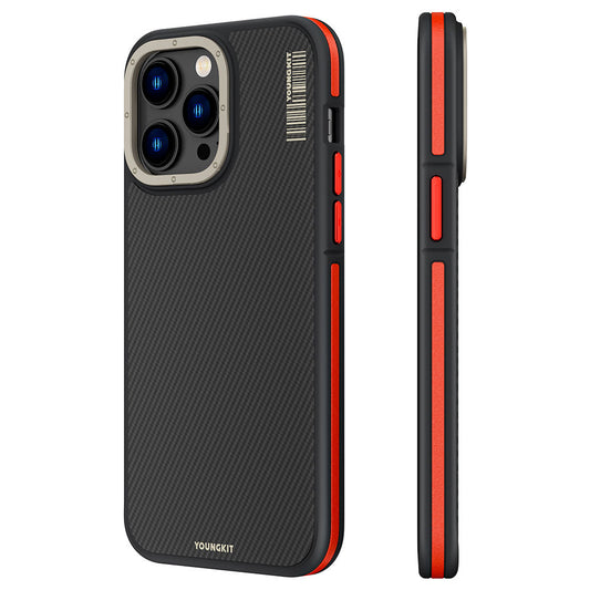 Apple iPhone 14 Pro Max Kılıf M-safe Şarj Özellikli YoungKit 600D Kevlar Kapak