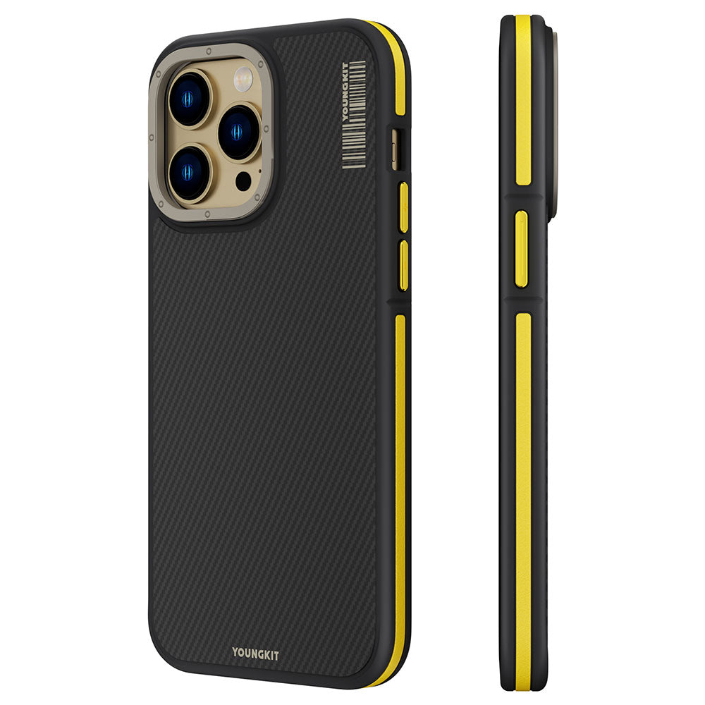 Apple iPhone 14 Pro Max Kılıf M-safe Şarj Özellikli YoungKit 600D Kevlar Kapak - Görsel 4