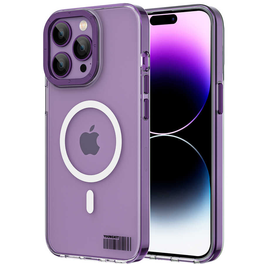 Apple iPhone 14 Pro Max Kılıf M-safe Şarj Özellikli Youngkit Coloured Glaze Serisi Kapak - Görsel 3