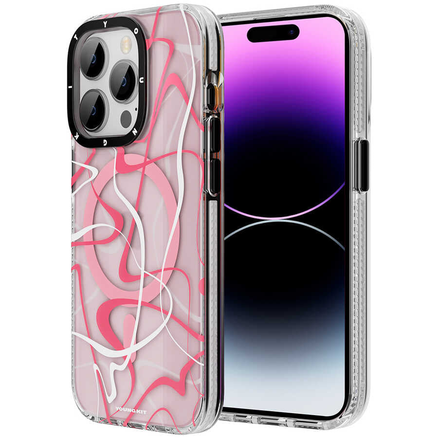 Apple iPhone 14 Pro Max Kılıf M-safe Şarj Özellikli Youngkit Water-Ink Serisi Kapak - Görsel 3