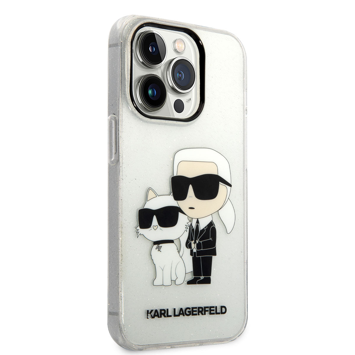 Apple iPhone 14 Pro Max Kılıf Karl Lagerfeld Transparan Simli K&C Dizayn Kapak - Görsel 3
