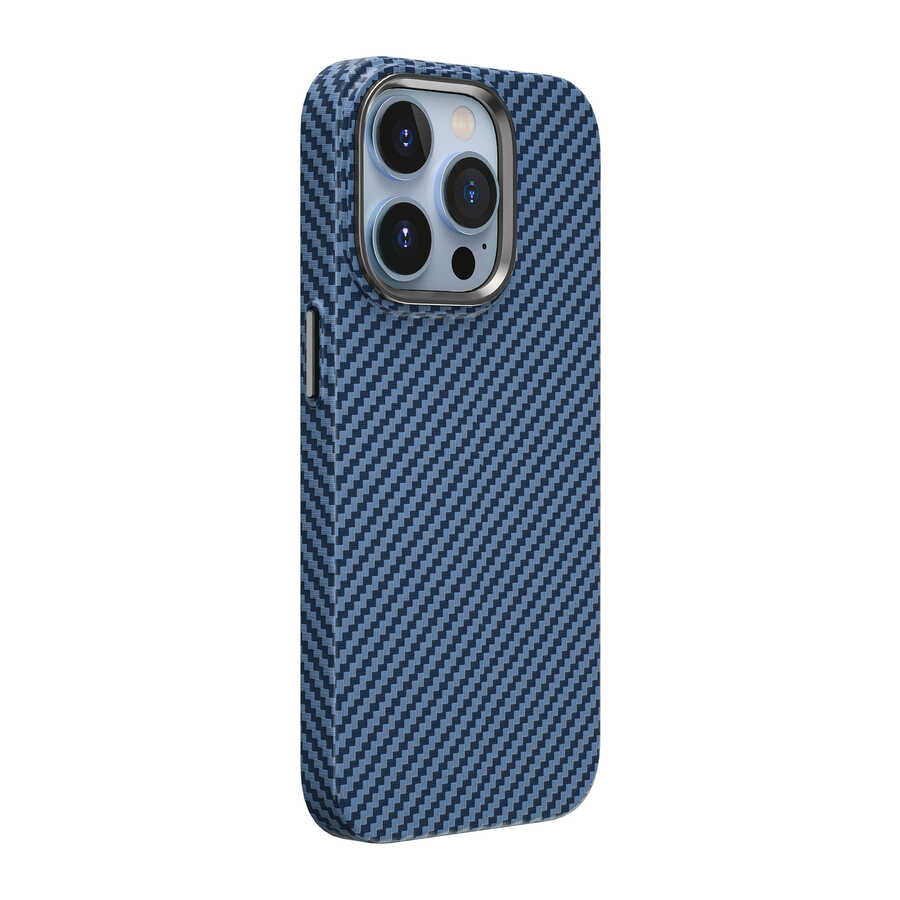 Apple iPhone 14 Pro Max Kılıf Wiwu Karbon Fiber Görünümlü M-safe Wireless Şarj Özellikli Kabon Kapak - Görsel 2