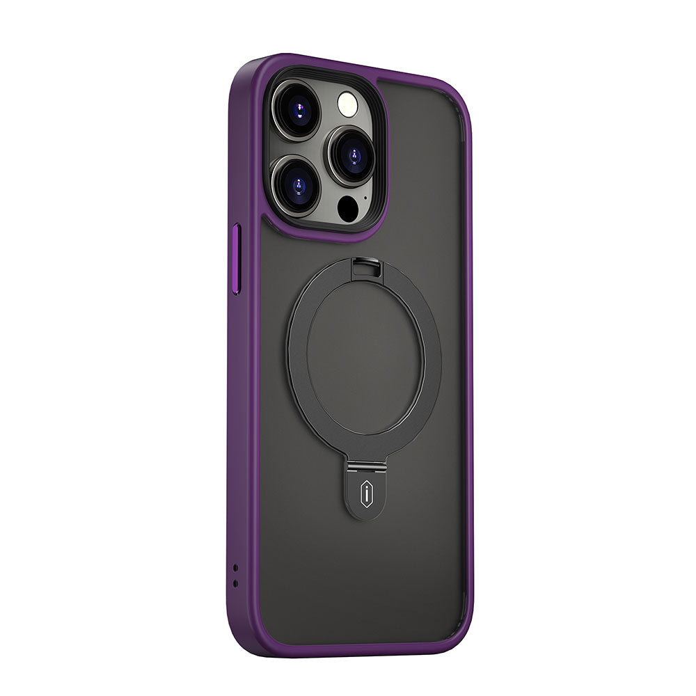 Apple iPhone 14 Pro Max Kılıf Wiwu ZMM-010 M-safe Şarj Özellikli Parmak İzi Bırakmayan Mat Transparan Standlı Kapak - Görsel 3