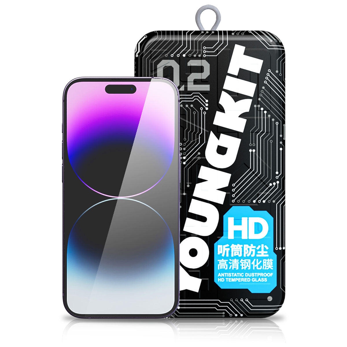 Apple iPhone 14 Pro Youngkit Antistatik Ve Antidust Kolay Uygulama Aparatlı Cam Ekran Koruyucu - Görsel 2