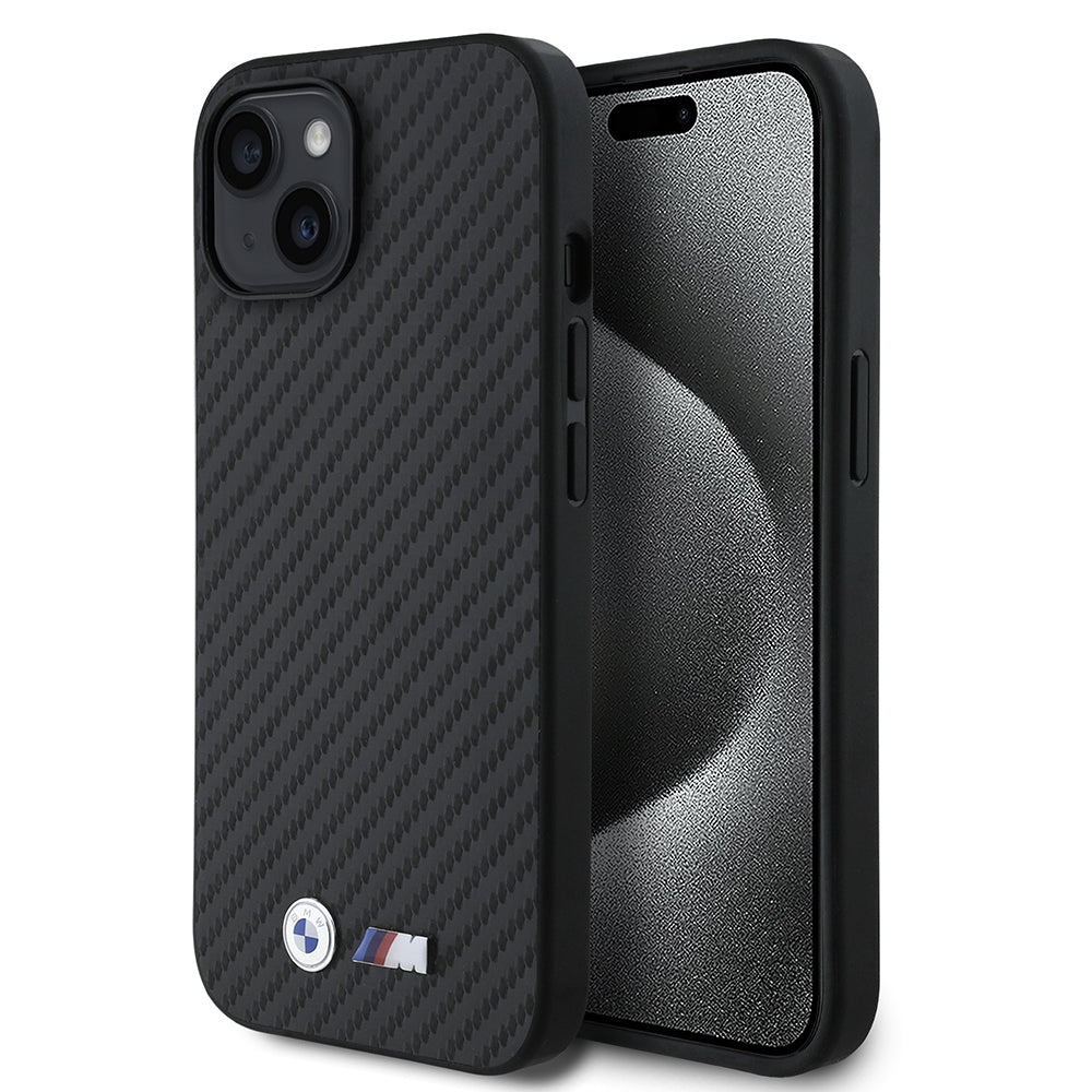 Apple iPhone 15 Kılıf BMW Orjinal Lisanslı Karbon Fiber Tasarımlı ve Metal Logolu PU Deri Kapak - Görsel 2