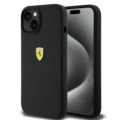 Apple iPhone 15 Kılıf Ferrari Orjinal Lisanslı Metal Logolu SF Yazılı Kapak - Görsel 2