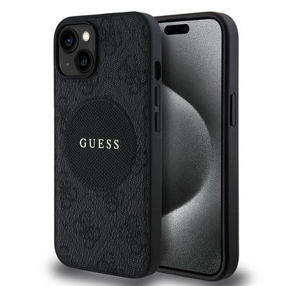Apple iPhone 15 Kılıf Guess Orjinal Lisanslı M-safe Şarj Özellikli Yazı Logolu Circle Classic Kapak - Görsel 2
