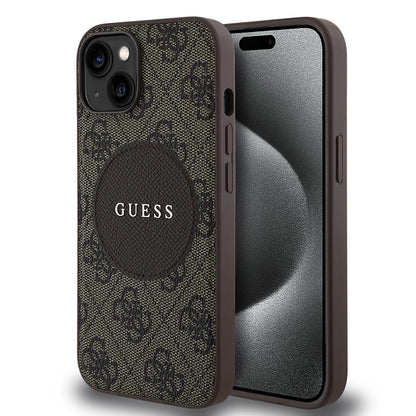 Apple iPhone 15 Kılıf Guess Orjinal Lisanslı M-safe Şarj Özellikli Yazı Logolu Circle Classic Kapak - Görsel 3